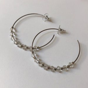 Silver Crystal Hoops